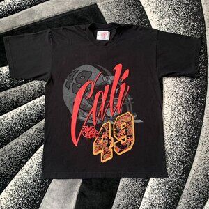 San Francisco Cali 49ers Street Certified Floral Pattern Graffiti Black T-shirt